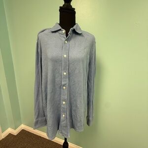 Thomas Dean button down long sleeve casual shirt in blue size L.. NWOT